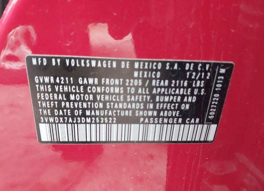 Photo 9 of 2013 Volkswagen Jetta 2.5L SE (VIN 3VWDX7AJ3DM253522)