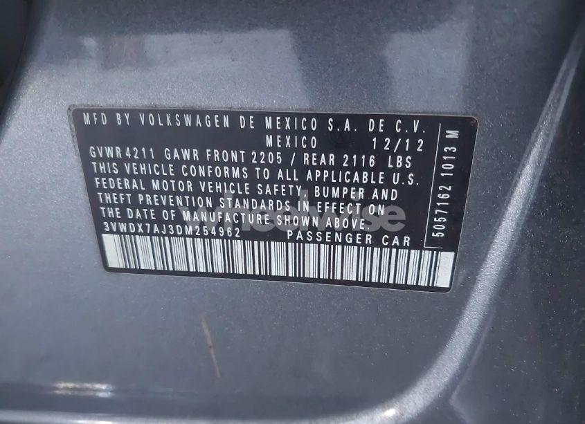 Photo 9 of 2013 Volkswagen Jetta 2.5L SE (VIN 3VWDX7AJ3DM254962)