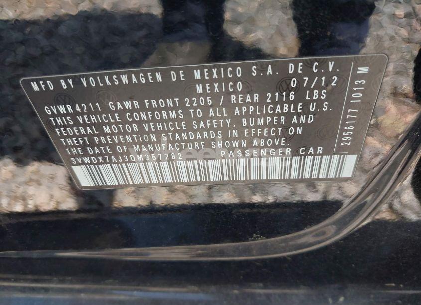 Photo 9 of 2013 Volkswagen Jetta 2.5L SE (VIN 3VWDX7AJ3DM357282)