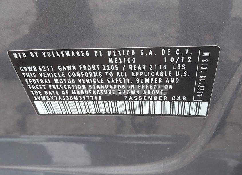 Photo 9 of 2013 Volkswagen Jetta 2.5L SE (VIN 3VWDX7AJ3DM397748)