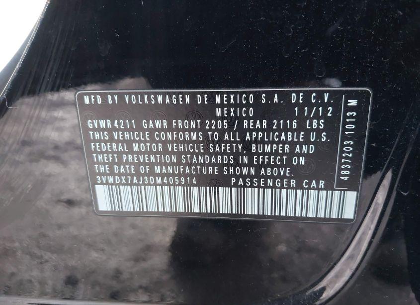 Photo 9 of 2013 Volkswagen Jetta 2.5L SE (VIN 3VWDX7AJ3DM405914)