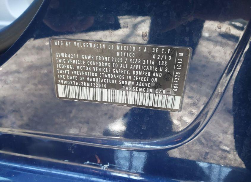 Photo 9 of 2013 Volkswagen Jetta 2.5L SE (VIN 3VWDX7AJ3DM422020)