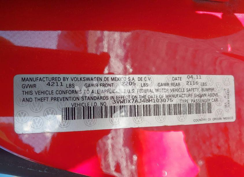 Photo 9 of 2011 Volkswagen Jetta 2.5L SE (VIN 3VWDX7AJ4BM103075)