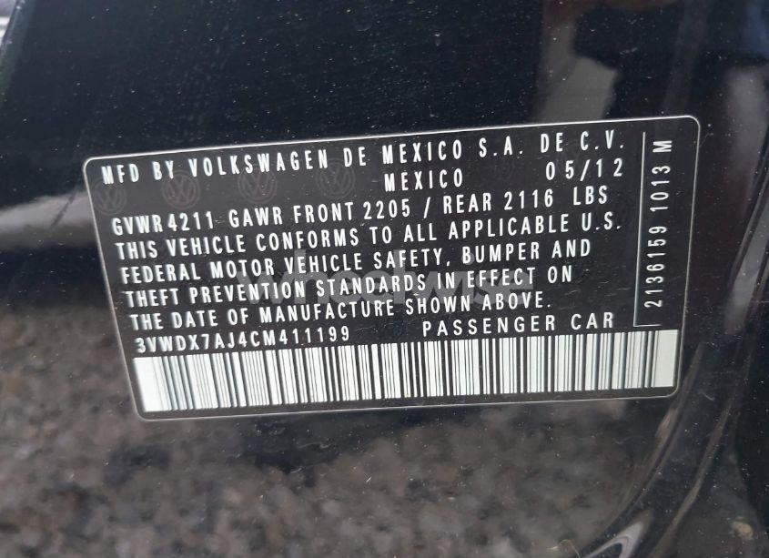 Photo 9 of 2012 Volkswagen Jetta 2.5L SE (VIN 3VWDX7AJ4CM411199)
