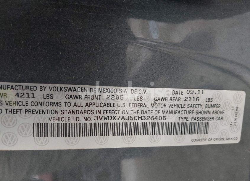 Photo 9 of 2012 Volkswagen Jetta 2.5L SE (VIN 3VWDX7AJ5CM326405)