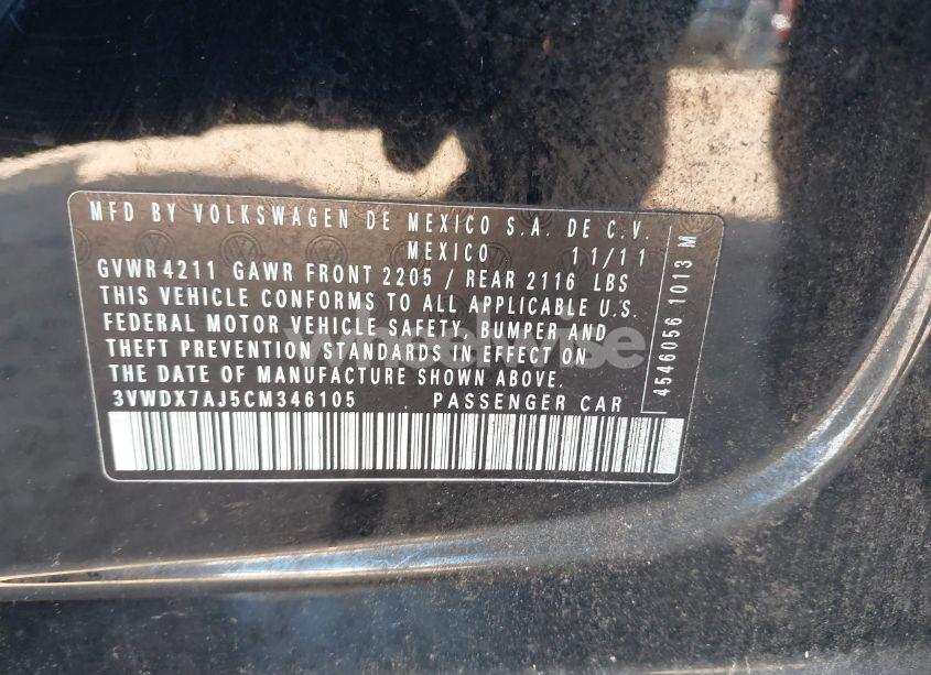 Photo 9 of 2012 Volkswagen Jetta 2.5L SE (VIN 3VWDX7AJ5CM346105)