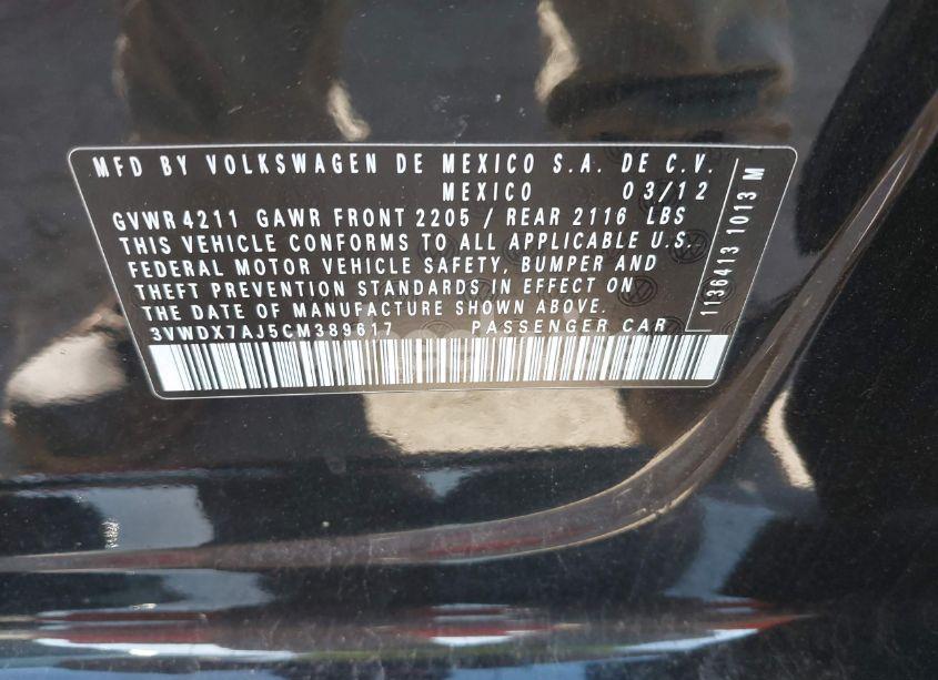 Photo 9 of 2012 Volkswagen Jetta 2.5L SE (VIN 3VWDX7AJ5CM389617)