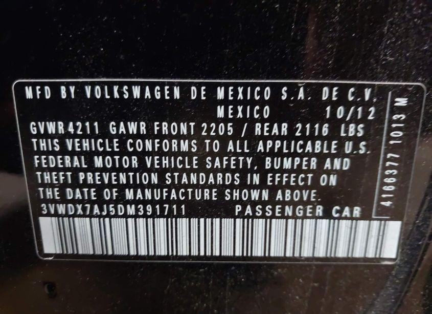 Photo 9 of 2013 Volkswagen Jetta 2.5L SE (VIN 3VWDX7AJ5DM391711)