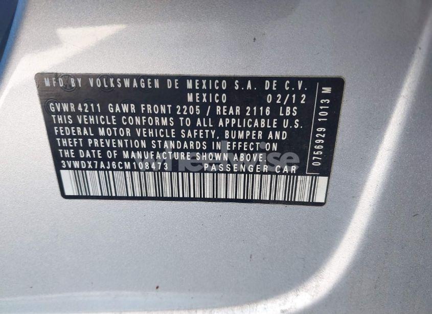 Photo 9 of 2012 Volkswagen Jetta 2.5L SE (VIN 3VWDX7AJ6CM108473)