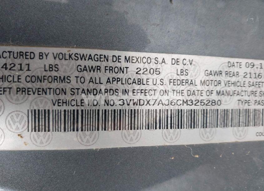 Photo 9 of 2012 Volkswagen Jetta 2.5L SE (VIN 3VWDX7AJ6CM325280)