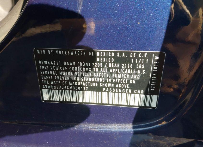 Photo 9 of 2012 Volkswagen Jetta 2.5L SE (VIN 3VWDX7AJ6CM350177)