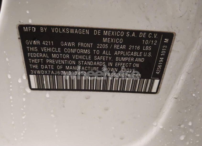 Photo 9 of 2013 Volkswagen Jetta 2.5L SE (VIN 3VWDX7AJ6DM393452)