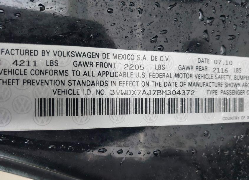 Photo 9 of 2011 Volkswagen Jetta 2.5L SE (VIN 3VWDX7AJ7BM304372)