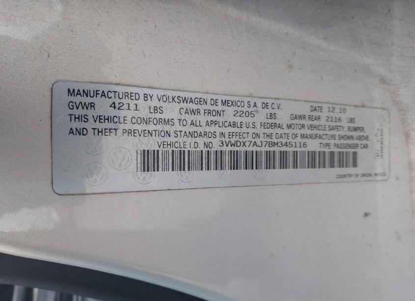 Photo 9 of 2011 Volkswagen Jetta 2.5L SE (VIN 3VWDX7AJ7BM345116)