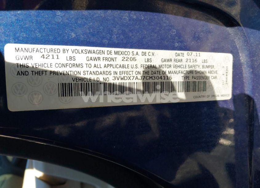 Photo 9 of 2012 Volkswagen Jetta 2.5L SE (VIN 3VWDX7AJ7CM304115)