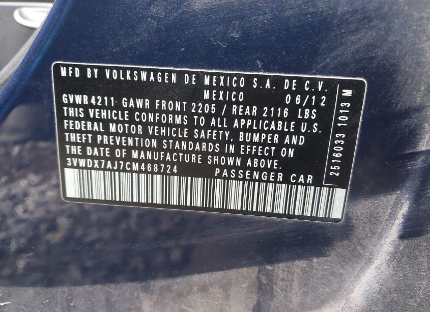 Photo 9 of 2012 Volkswagen Jetta 2.5L SE (VIN 3VWDX7AJ7CM468724)