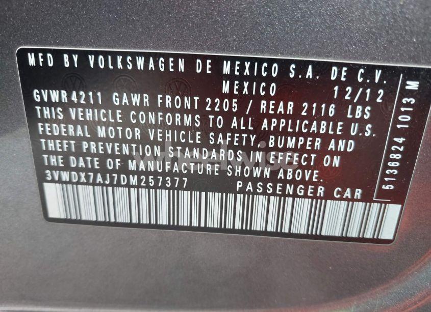 Photo 9 of 2013 Volkswagen Jetta 2.5L SE (VIN 3VWDX7AJ7DM257377)