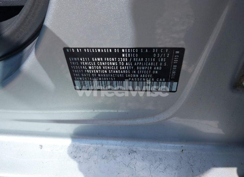 Photo 9 of 2012 Volkswagen Jetta 2.5L SE (VIN 3VWDX7AJ8CM389157)