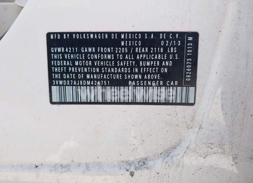 Photo 9 of 2013 Volkswagen Jetta 2.5L SE (VIN 3VWDX7AJ8DM424751)