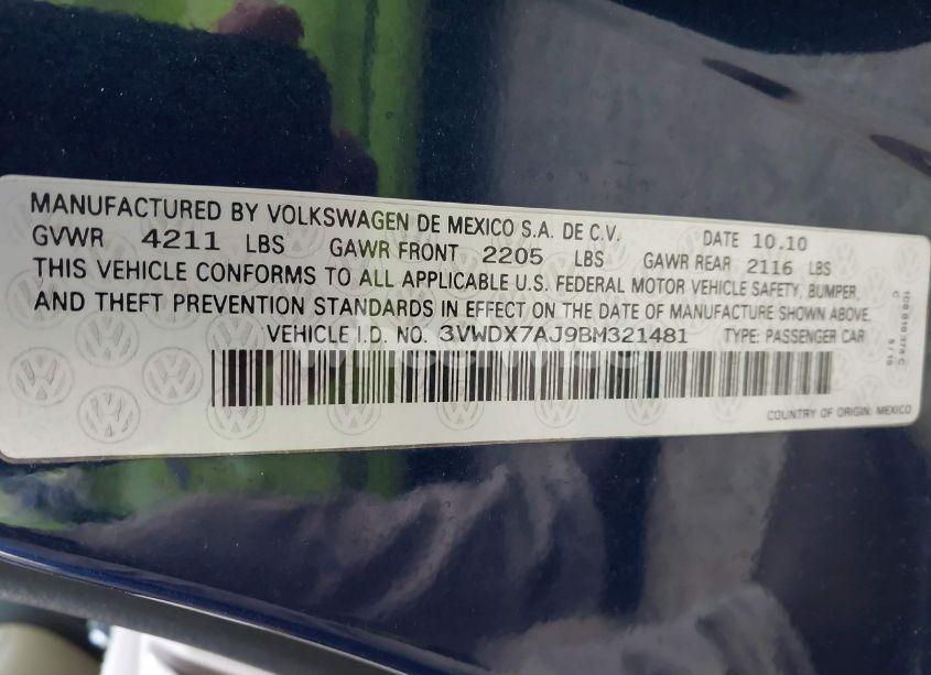 Photo 9 of 2011 Volkswagen Jetta 2.5L SE (VIN 3VWDX7AJ9BM321481)