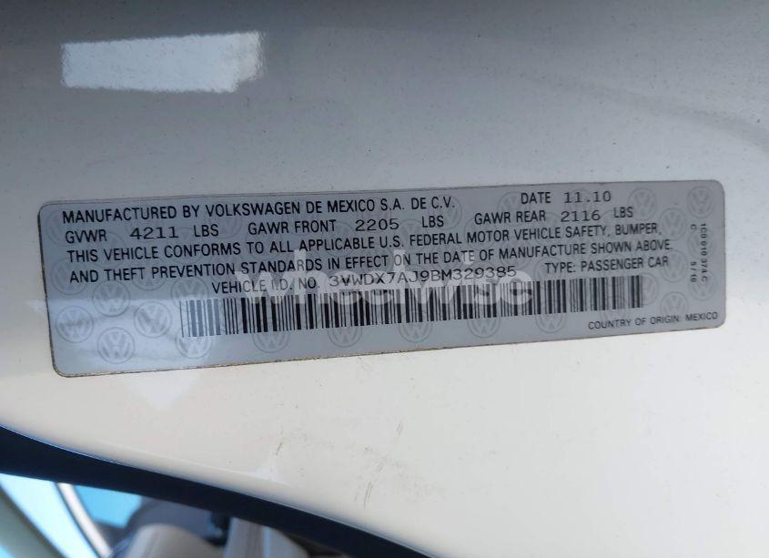 Photo 9 of 2011 Volkswagen Jetta 2.5L SE (VIN 3VWDX7AJ9BM329385)