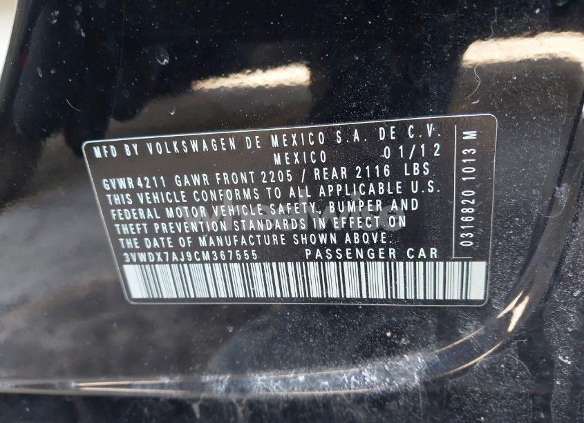 Photo 9 of 2012 Volkswagen Jetta 2.5L SE (VIN 3VWDX7AJ9CM367555)