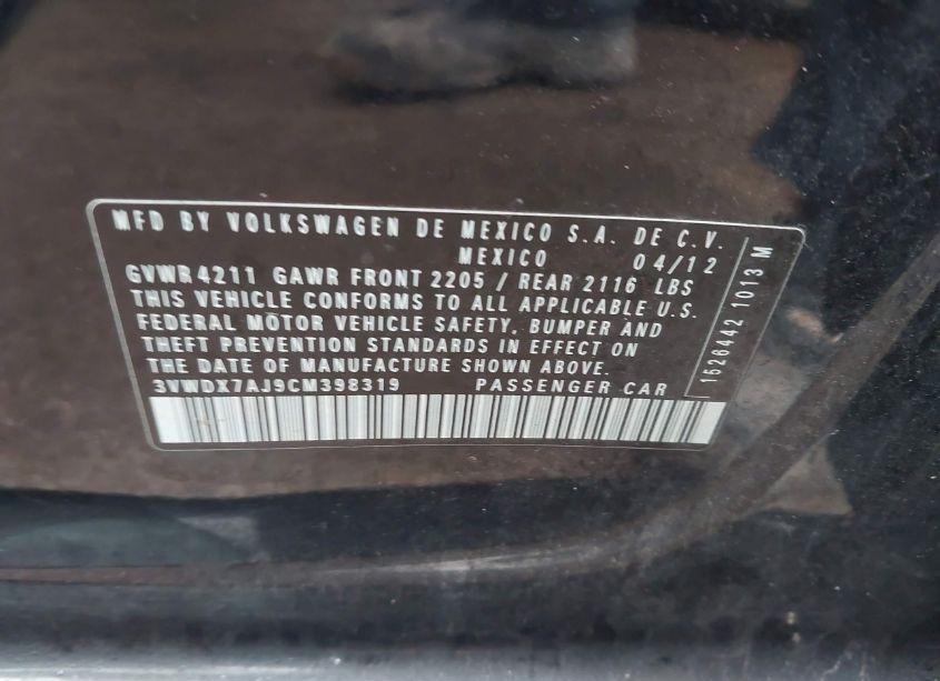 Photo 9 of 2012 Volkswagen Jetta 2.5L SE (VIN 3VWDX7AJ9CM398319)