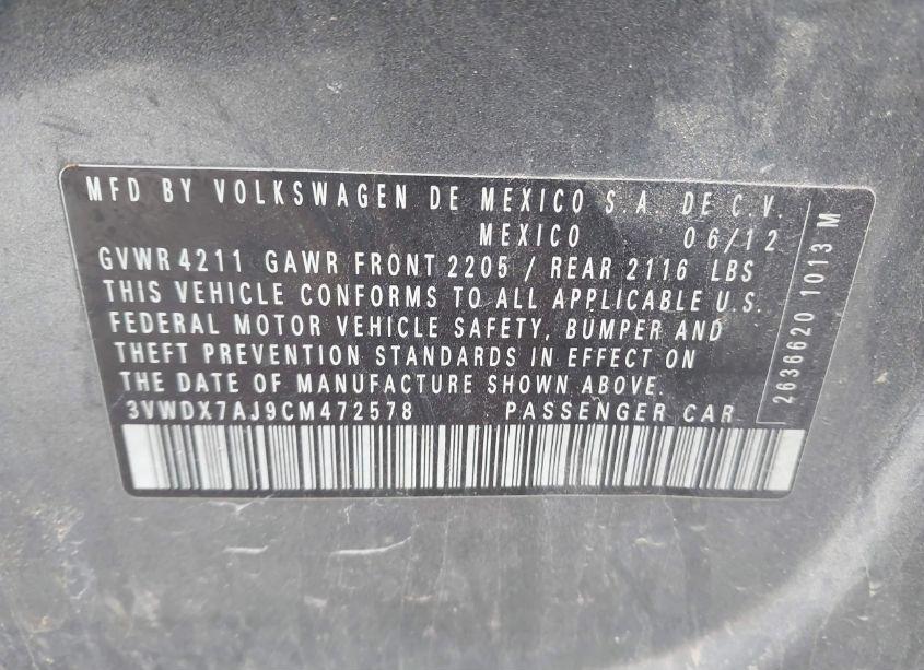 Photo 9 of 2012 Volkswagen Jetta 2.5L SE (VIN 3VWDX7AJ9CM472578)