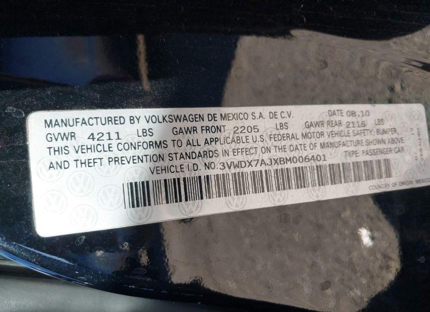 Photo 9 of 2011 Volkswagen Jetta 2.5L SE (VIN 3VWDX7AJXBM006401)