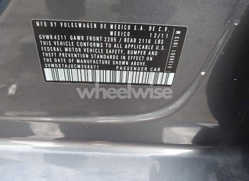 Photo 9 of 2012 Volkswagen Jetta 2.5L SE (VIN 3VWDX7AJXCM358671)