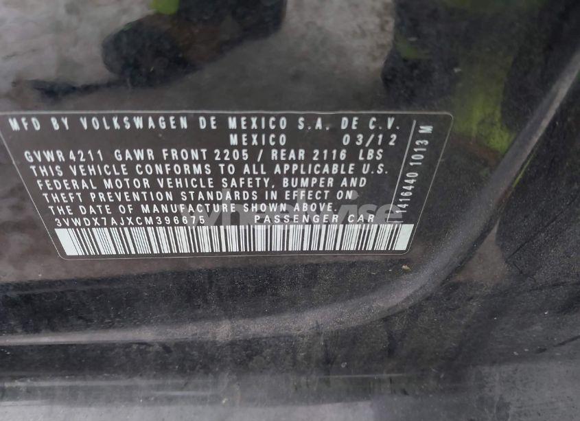 Photo 9 of 2012 Volkswagen Jetta SEDAN (VIN 3VWDX7AJXCM396675)