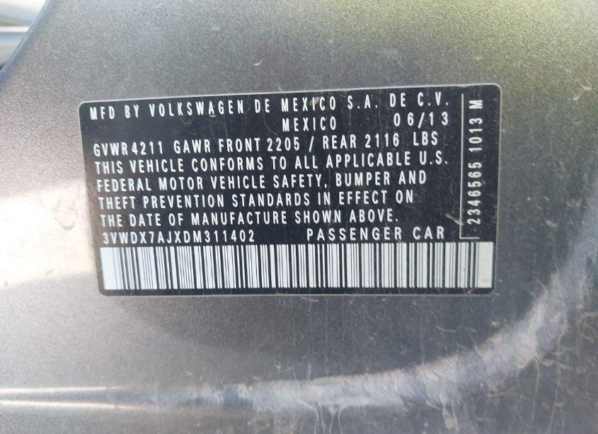 Photo 9 of 2013 Volkswagen Jetta 2.5L SE (VIN 3VWDX7AJXDM311402)