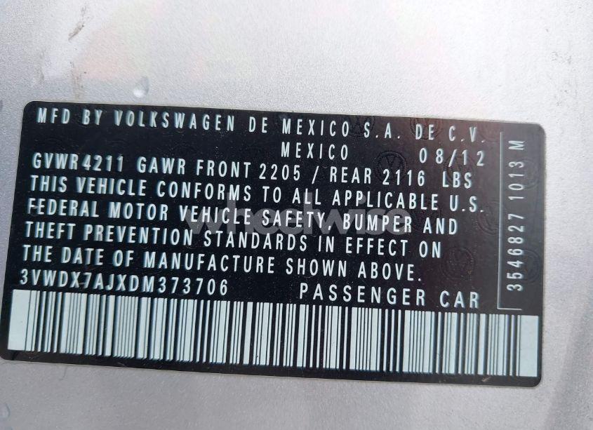 Photo 9 of 2013 Volkswagen Jetta 2.5L SE (VIN 3VWDX7AJXDM373706)