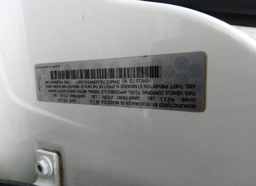 Photo 9 of 2011 Volkswagen Jetta 2.5L SE (VIN 3VWDZ7AJ2BM301387)