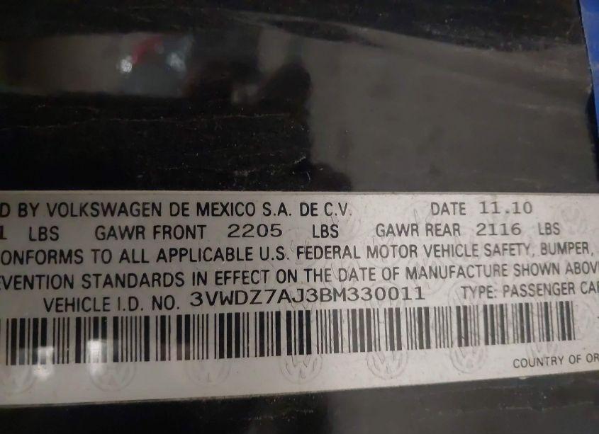 Photo 9 of 2011 Volkswagen Jetta 2.5L SE (VIN 3VWDZ7AJ3BM330011)