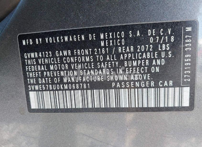 Photo 9 of 2019 Volkswagen Jetta 1.4T SEL (VIN 3VWE57BU0KM068781)