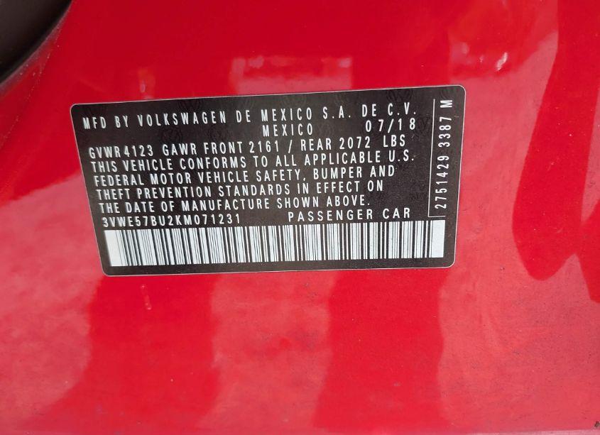 Photo 9 of 2019 Volkswagen Jetta 1.4T SEL (VIN 3VWE57BU2KM071231)