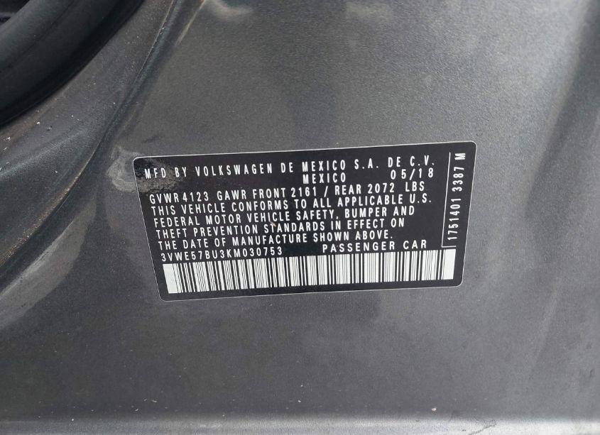 Photo 9 of 2019 Volkswagen Jetta SEL (VIN 3VWE57BU3KM030753)