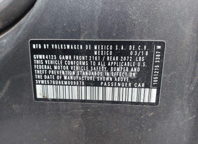 Photo 9 of 2019 Volkswagen Jetta 1.4T SEL (VIN 3VWE57BU6KM009878)