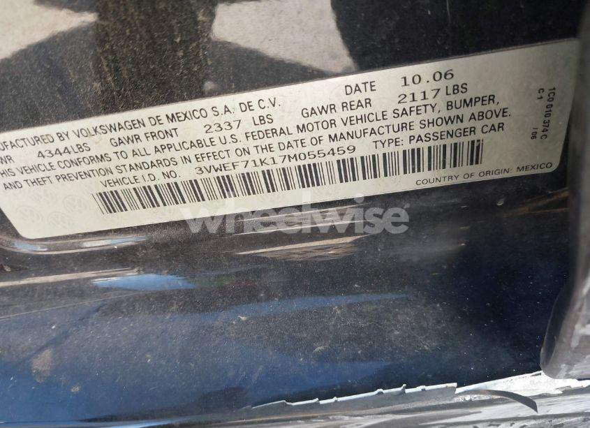 Photo 9 of 2007 Volkswagen Jetta WOLFSBURG EDITION (VIN 3VWEF71K17M055459)