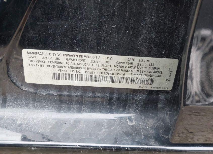 Photo 9 of 2007 Volkswagen Jetta WOLFSBURG EDITION (VIN 3VWEF71K17M089546)