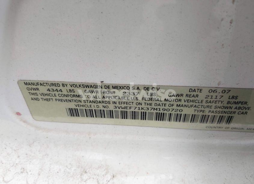 Photo 9 of 2007 Volkswagen Jetta WOLFSBURG EDITION (VIN 3VWEF71K37M190720)