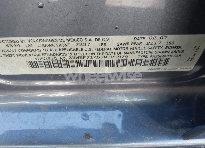 Photo 9 of 2007 Volkswagen Jetta WOLFSBURG EDITION (VIN 3VWEF71K57M125979)