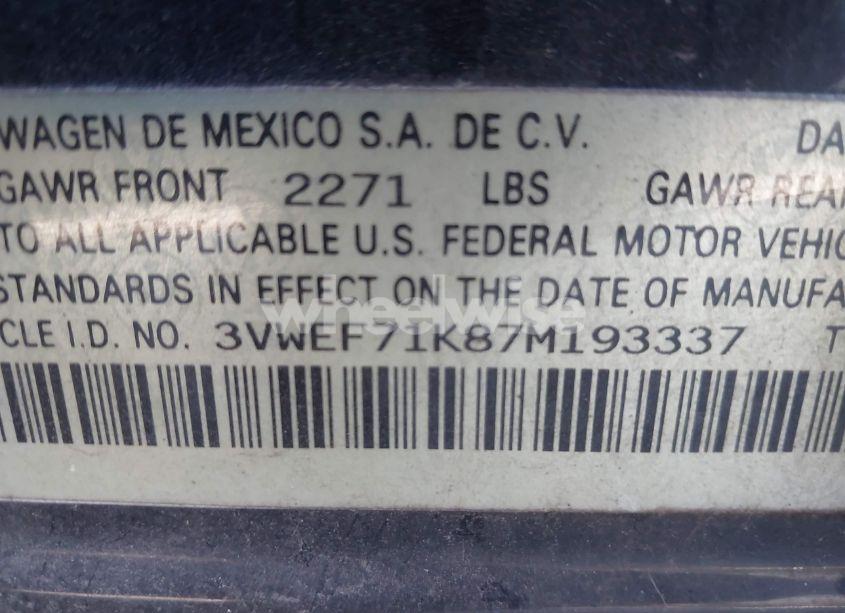 Photo 9 of 2007 Volkswagen Jetta WOLFSBURG EDITION (VIN 3VWEF71K87M193337)