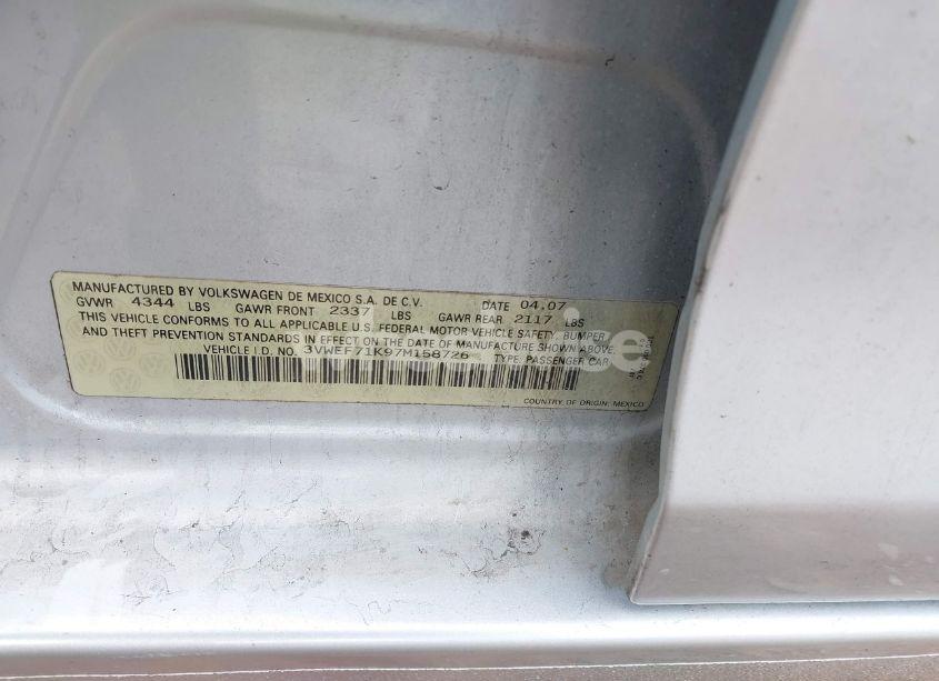 Photo 9 of 2007 Volkswagen Jetta WOLFSBURG EDITION (VIN 3VWEF71K97M158726)