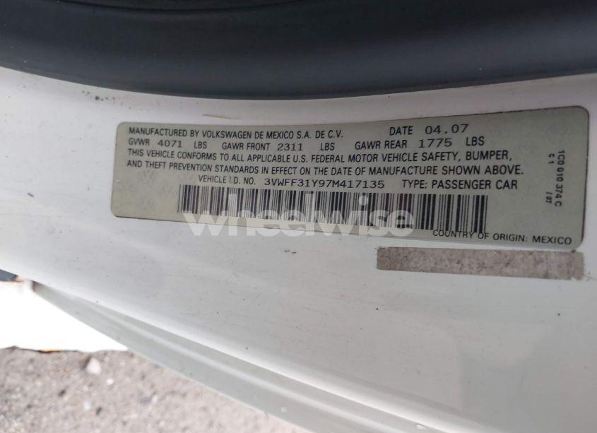 Photo 9 of 2007 Volkswagen New BEETLE TRIPLE WHITE (VIN 3VWFF31Y97M417135)