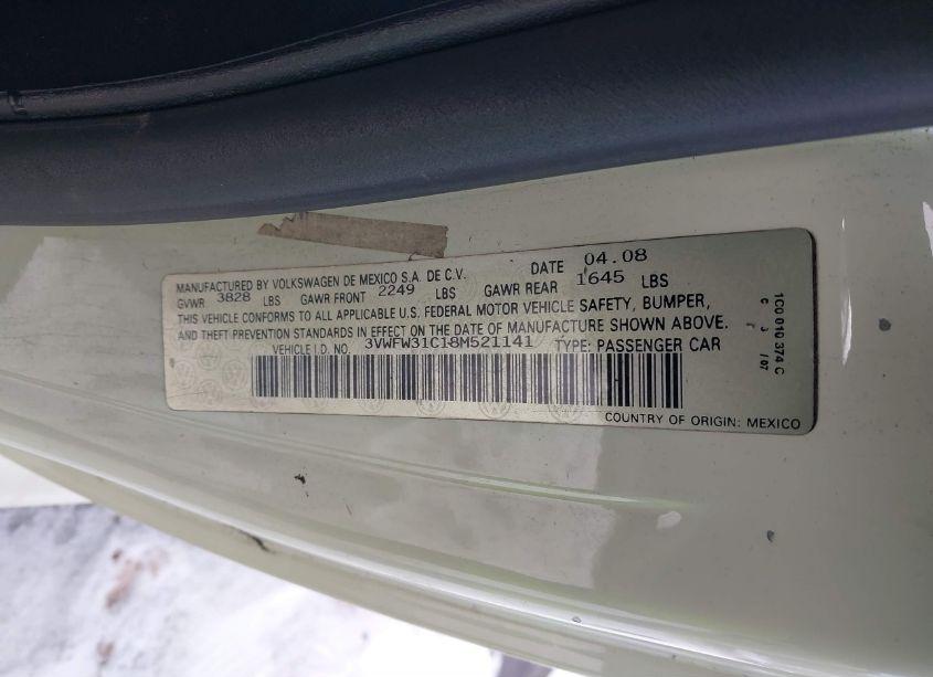 Photo 9 of 2008 Volkswagen New BEETLE COUPE BLACK TIE EDITION/TRIPLE WHITE (VIN 3VWFW31C18M521141)