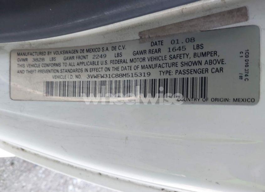 Photo 9 of 2008 Volkswagen New BEETLE BLACK TIE EDITION/TRIPLE WHITE (VIN 3VWFW31C88M515319)