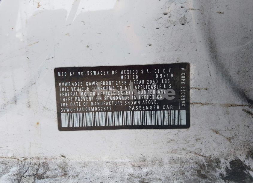 Photo 9 of 2019 Volkswagen Golf 1.4T S/1.4T SE (VIN 3VWG57AU0KM032812)