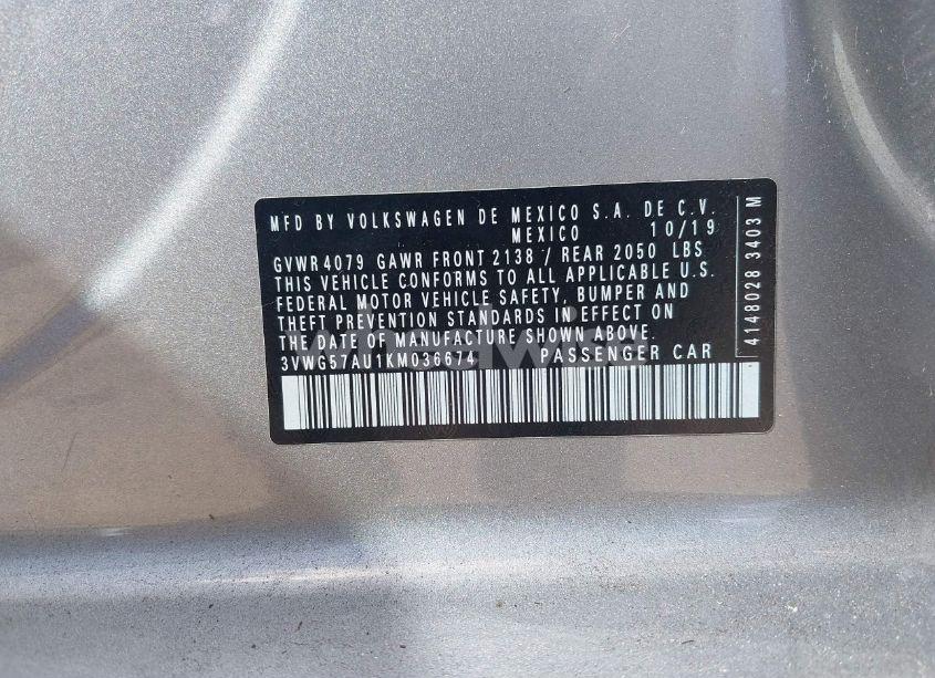 Photo 9 of 2019 Volkswagen Golf 1.4T S/1.4T SE (VIN 3VWG57AU1KM036674)